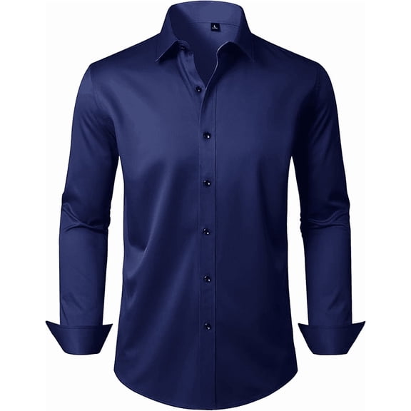 Men's Dress Shirts Long Sleeve Wrinkle Free Stretch Business Casual Wedding Button Down Shirt