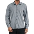 thumbnail image 1 of Men's Dress Shirts Plaid Long Sleeve Button Down Shirts Cotton Polyester for Business 2XL, 1 of 10