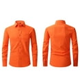 thumbnail image 1 of Men's Dress Shirts Solid Long Sleeve Stretch Wrinkle-Free Formal Shirt Business Casual Button Down Shirts Orange S, 1 of 5