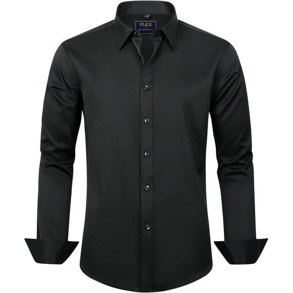 Men's Dress Shirts Solid Long Sleeve Stretch Wrinkle-Free Formal Shirt Business Casual Button Down Shirts