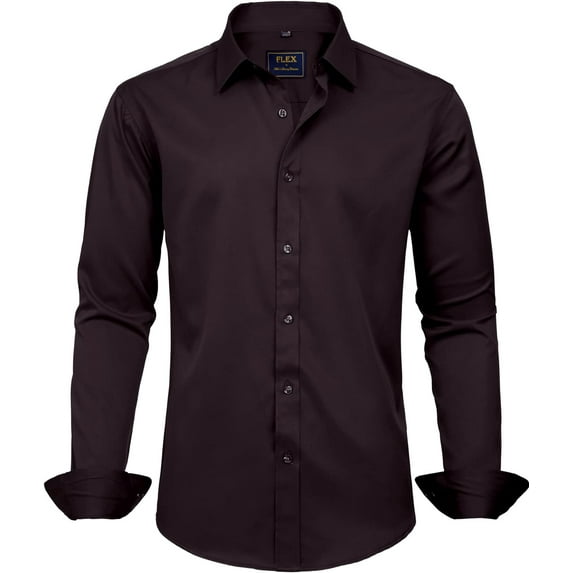 Men's Dress Shirts Solid Long Sleeve Stretch Wrinkle-Free Formal Shirt Business Casual Button Down Shirts