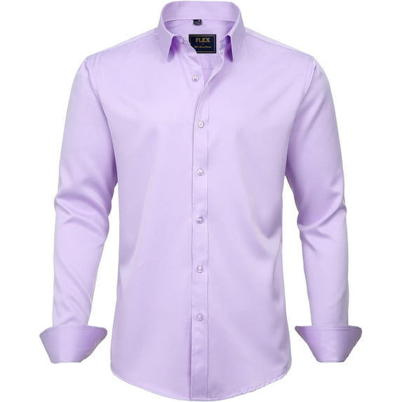 Men's Dress Shirts Solid Long Sleeve Stretch Wrinkle-Free Formal Shirt Business Casual Button Down Shirts