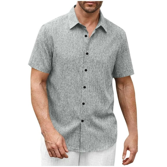 Men's Dress Shirts Solid Short Sleeve Stretch Wrinkle-Free Formal Shirt Business Casual Button Down Loose Fit Shirts