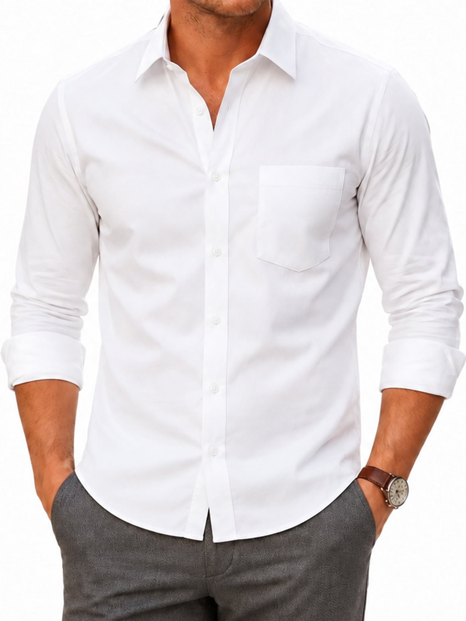 best mens casual dress shirts White Looking Dress Best Men's Dress Shirts To Stock Your Closet With In Color:M-Olive Green Denim variation-ahana-cobalt-dress Dark Green Bridesmaid Velvet