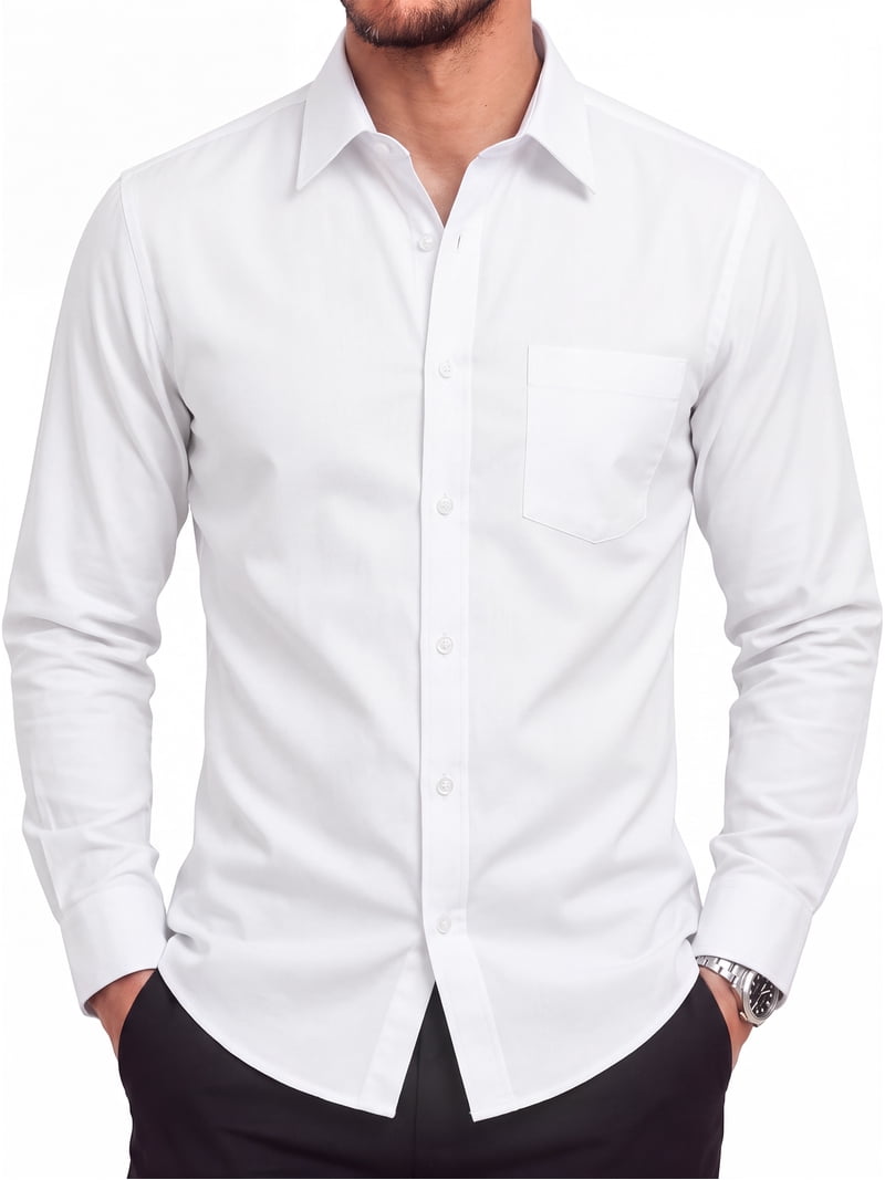 dress shirt formal Sumtumn Men's Shirts White Long Sleeve Business Solid Casual Button Down Shirts M, Size: Medium giftsforyou