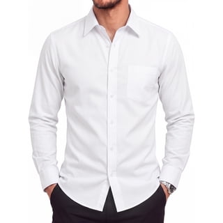 Mens White Dress Shirts Long Sleeve Button Down Shirt Solid Formal Shirt Business Casual for Men M
