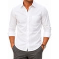 thumbnail image 1 of Mens White Dress Shirts Long Sleeve Button Down Shirt Solid Formal Shirt Business Casual for Men XL, 1 of 8