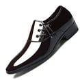 thumbnail image 1 of Men's Dress Shoes Classic Business Formal Oxford Casual Comfortable Tuxedo Leather Lace Up Derbys Shoes Brown 6, 1 of 9