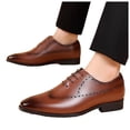 thumbnail image 1 of Men's Dress Shoes Formal Classic Lightweight Lace Up Oxfords Casual Pointed Toe Block Low Heel Slip On Sneakers Brown Size 9.5, 1 of 5