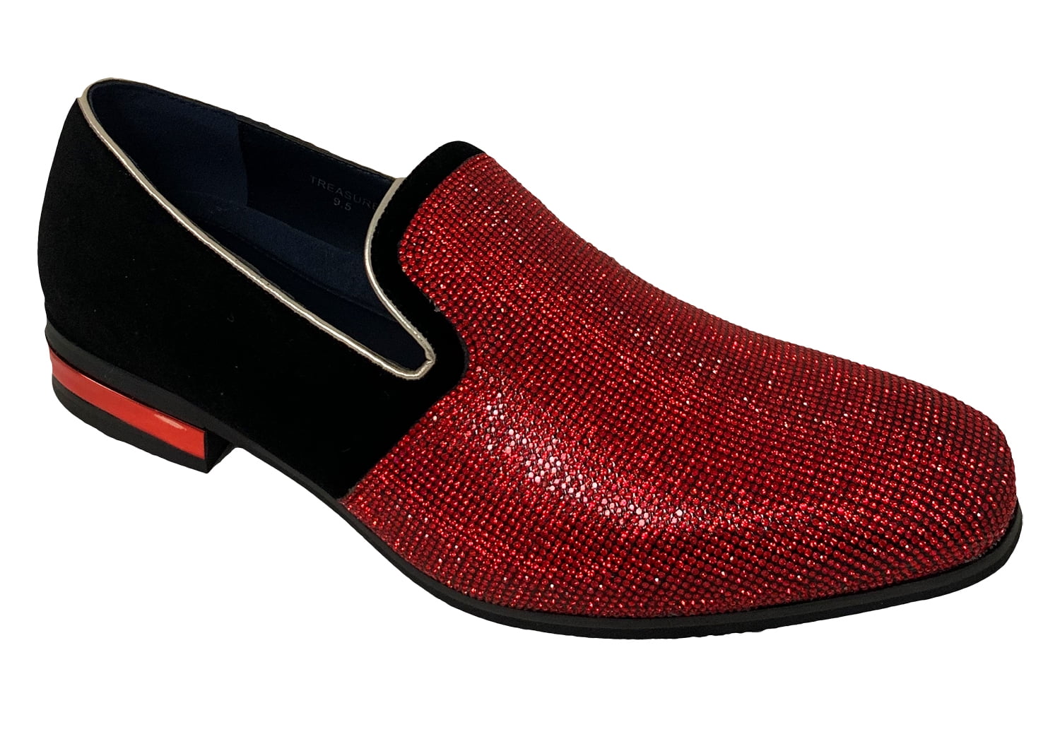 Men\'s Red Leather Glitter Sparkly Loafers Slip On Tuxedo Formal Events Shoes Amazon.com | Mens Vintage Glitter Dress Loafers Slip On  main image 3