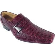 Mens Dress Shoes Loafers Crocodile Elastic Buckle Slip On