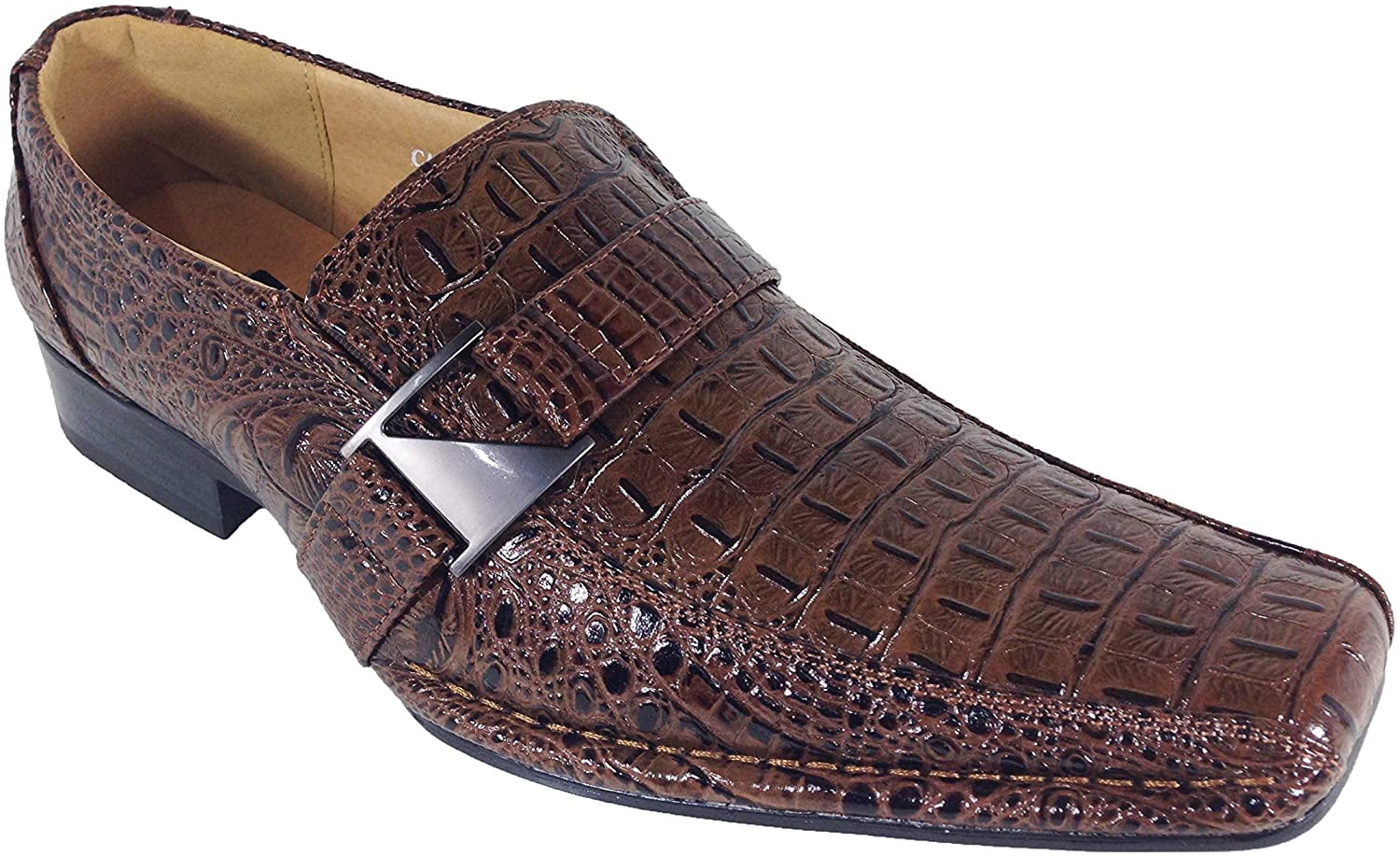 Men's Dress Shoes Loafers Crocodile Elastic Buckle Slip On - Walmart.com