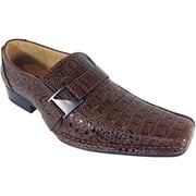 Mens Dress Shoes Loafers Crocodile Elastic Buckle Slip On