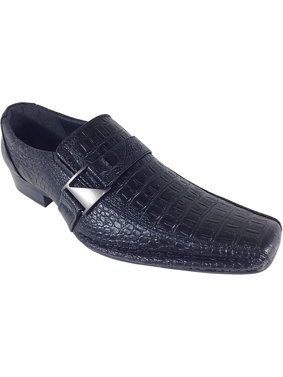 Men's Dress Shoes Loafers Crocodile Elastic Buckle Slip On