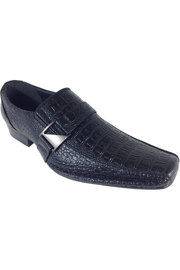 Men's Dress Shoes Loafers Crocodile Elastic Buckle Slip On