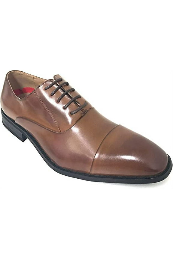 Men's Dress Shoes Oxfords Cap-Toe Lace Up Leather Lined Derby Wingtip Casual