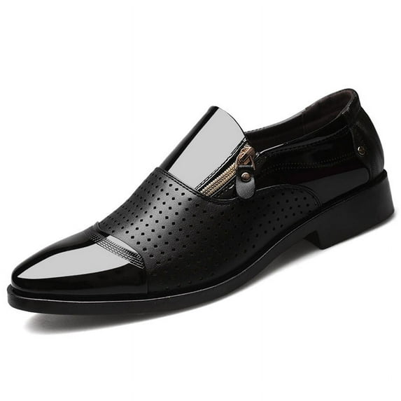Men's Dress Shoes Perforated Lace Up Formal Business Oxford Shoes Breathable Casual Tuxedo Leather Shoe