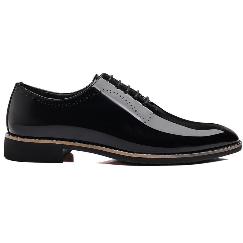 casual dress shoes for men white sole Ruiyanqi Men's Two Tone Patent Leather Lace Up Formal Oxfords Wedding Business Party Trendy Fashion Square Toe Shoes Comfortable Shoe Color Men's Business Casual Dress Shoes