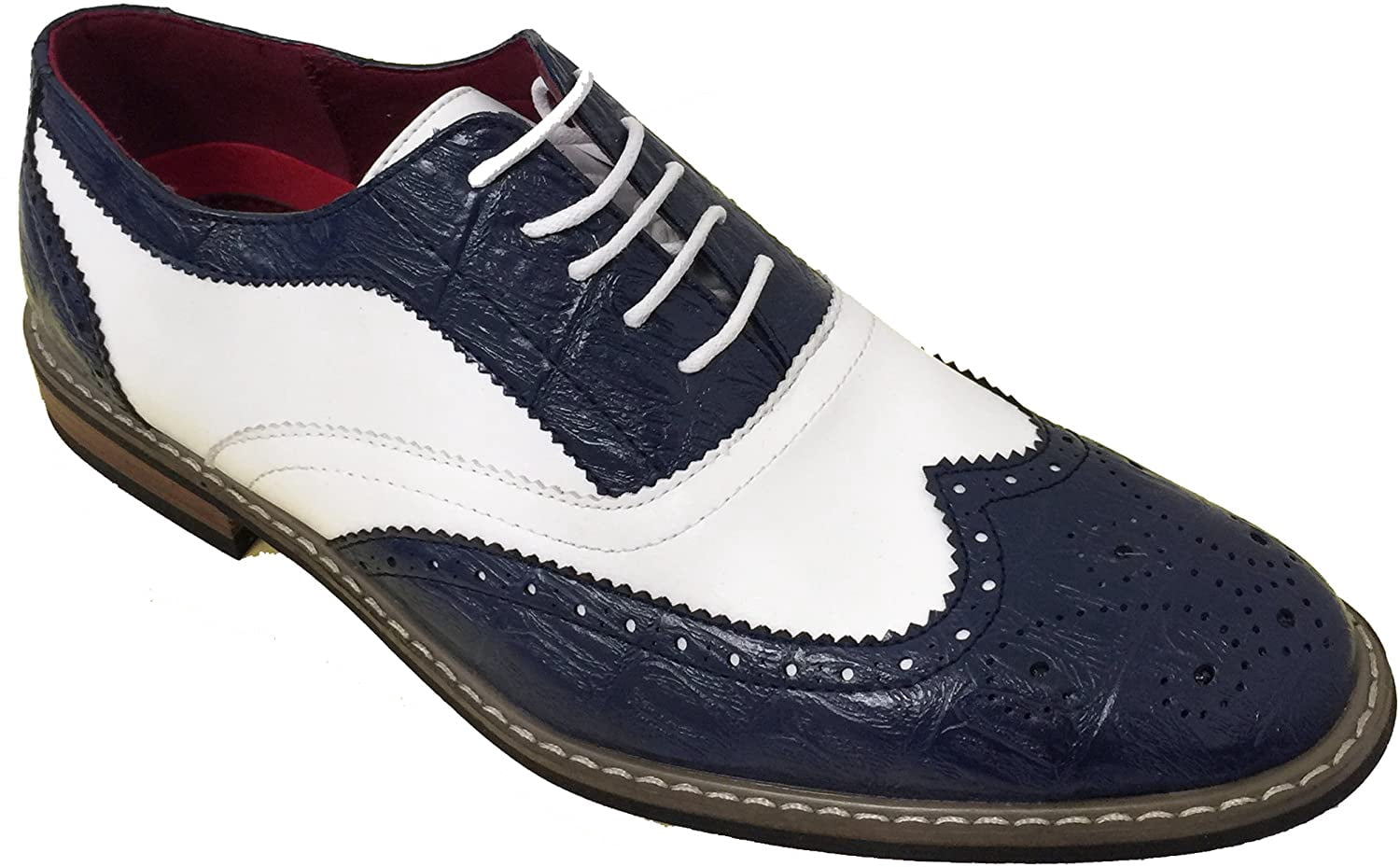 Men dress casual wingtip, navy blue lace up shoes Amazon.com: Mens Dress Leather Lace-Ups Business Casual  main image 2
