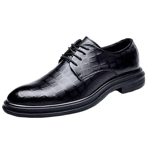 Men’s Dress Shoes with Leather Classic Oxford Formal Shoes Men's Elevated Business Attire British Pointed Solid Shoes