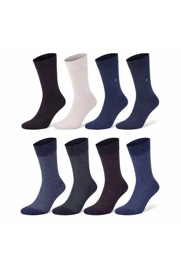 Men’s Dress Socks 8 Pairs Combed Cotton Crew Socks Assorted Colors Size 8-11.5 - Style 2