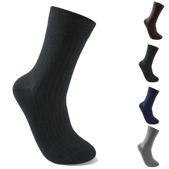 Men's Dress Socks Breathable Cotton Ribbed Crew Socks for Men Business & Casual,Black