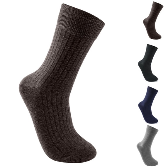 Men's Dress Socks Breathable Cotton Ribbed Crew Socks for Men Business & Casual,Coffee