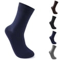 thumbnail image 1 of Men's Dress Socks Breathable Cotton Ribbed Crew Socks for Men Business & Casual,Navy, 1 of 3