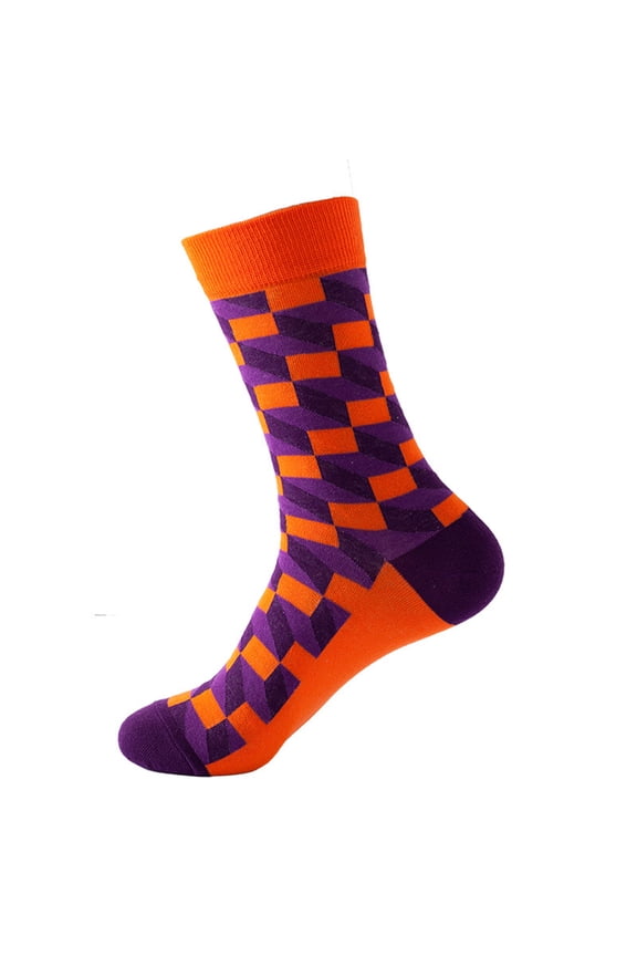 Men's Dress Socks Funky Colorful Pattern Novelty Casual Crew Socks F One Size