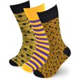 thumbnail image 1 of Men's Dress Socks - Patterned Socks with Gift Box - Fun Crew Socks Argyle, Colorful, Funky Socks Yellow Patterns, 1 of 7