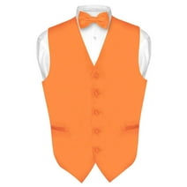 Men's Dress Vest & BowTie Solid ORANGE Color Bow Tie Set  6XL