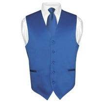 Men's Dress Vest & NeckTie Solid ROYAL BLUE Neck Tie Set for Suit or Tux sz L