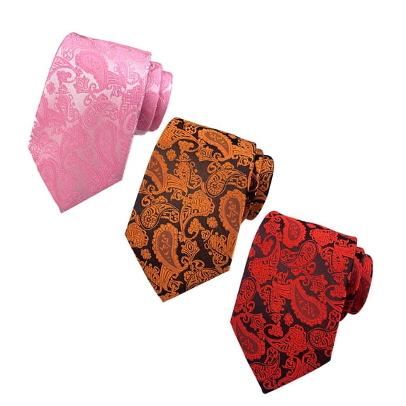 Formal Pattern Neckties for Men, Set of 3 - Jacquard Woven Classic Designs with Stripes & Checks, for Professional and Wedding Attire