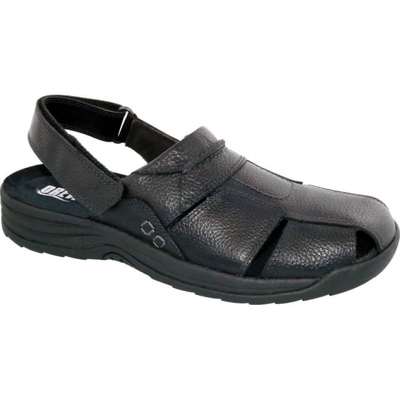 Men's Drew Barcelona Closed Toe Sandal Black Pebbled Leather 12.5 6E
