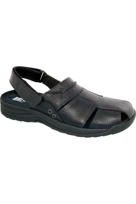 Men's Drew Barcelona Closed Toe Sandal Black Pebbled Leather 12.5 6E