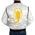 thumbnail image 1 of Men’s Drive Scorpion Logo Quilted Satin Bomber Jacket - Ivory White, 1 of 4
