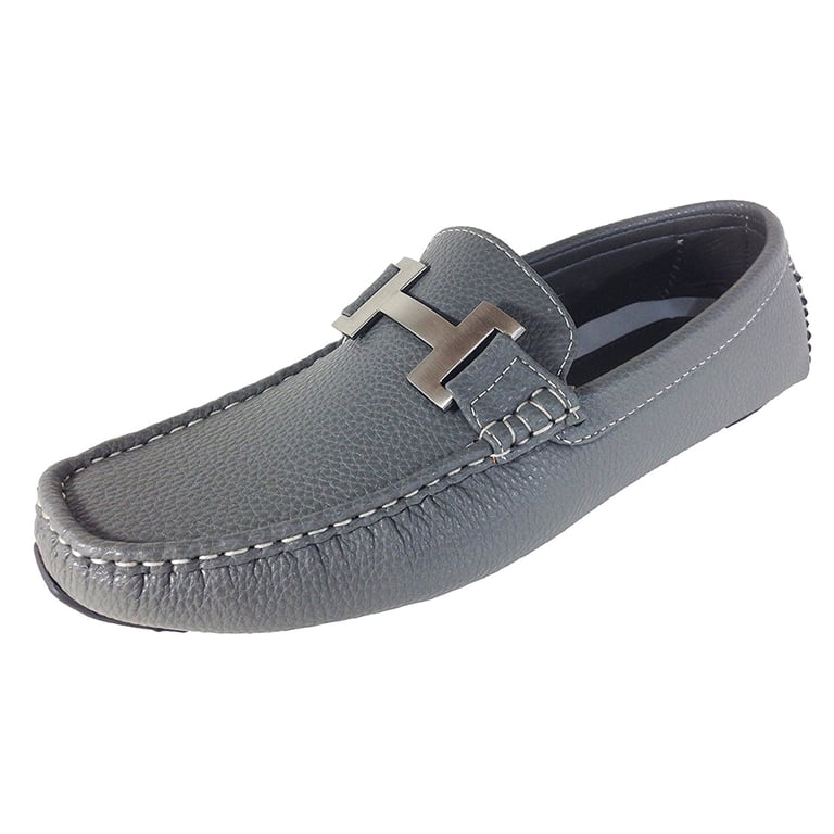 Gray Slip-On Loafers with Moccasin Stitching Handmade Men Light Gray Suede Leather Moccasin Shoes, Bit  main image 2