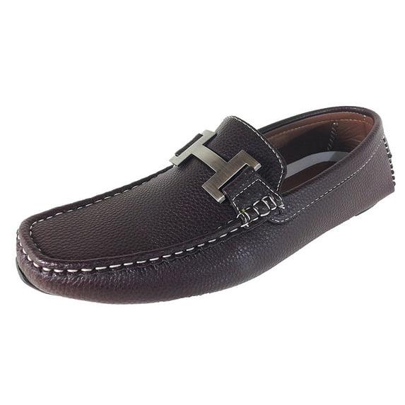 Men's Driving Moccasins Loafers Moc Toe Metal Buckle Casual Slip On Shoes