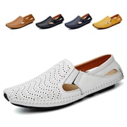 Mens Driving Shoes Leather Slipper Casual Slip on Loafers Leather Upper Moc Toe Slip-on Traction Rubber Outsole, Mens Dress Shoes, Mens Casual Loafers