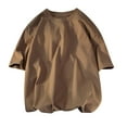 thumbnail image 1 of Men's Drop Shoulder Oversized T Shirts Casual Short Sleeve Loose Round Neck Tee Top Trendy Solid Basic Hipster Shirt Coffee XXXL, 1 of 7
