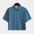 thumbnail image 1 of Men's Drop Shoulder Summer Plaid Casual Button Down Shirt Tops, Short Sleeve Cardigan Jacket, Polyester Relaxed Fit Breathable Beach Vacation Outfits Modern Fashion Essential, 1 of 5