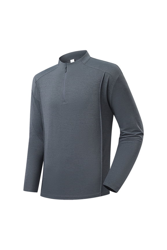 Men's Dry-Fit Active Quarter Zip Long Sleeve Athletic Performance Pullover Shirts 1/4 Pullover Outdoor Running Top