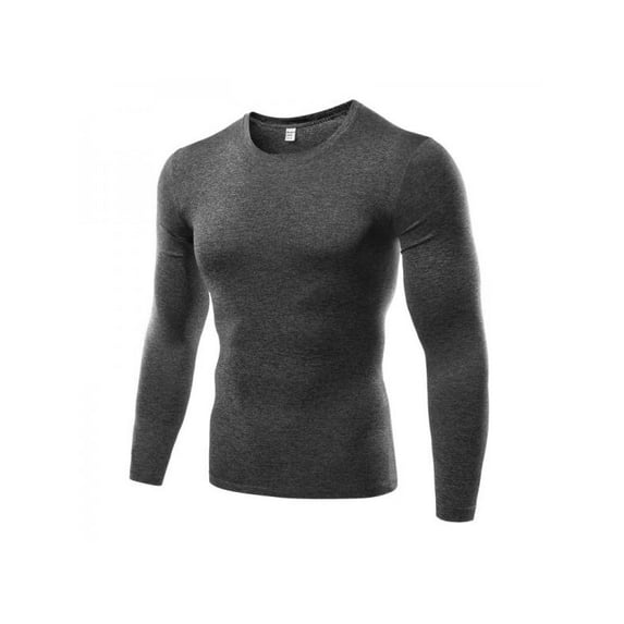 Men's Dry Fit Exercise Running Shirt Round Collar Long Sleeve Outdoor Training Suit