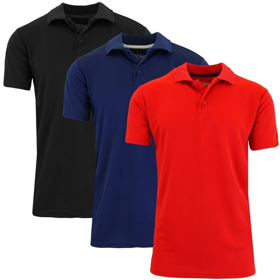 3-Pack Men's Dry Fit Moisture-Wicking Polo Shirt (S-3XL)