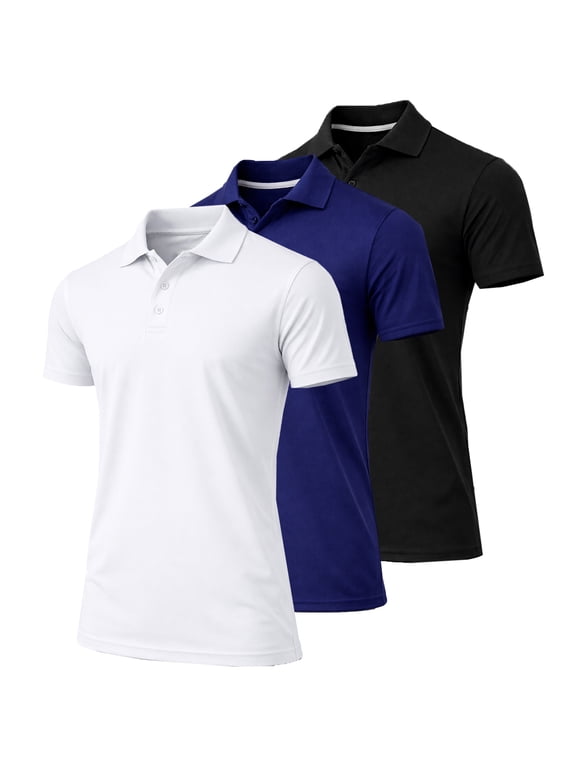 3-Pack Men's Dry Fit Moisture-Wicking Polo Shirt (S-3XL)