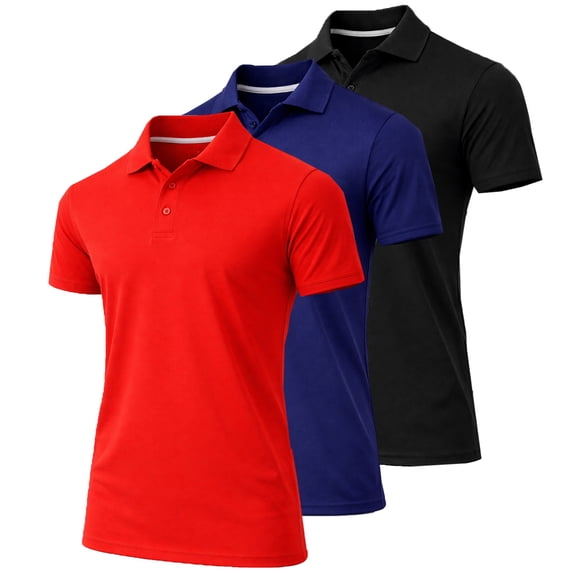 3-Pack Men's Dry Fit Moisture-Wicking Polo Shirt (S-3XL)