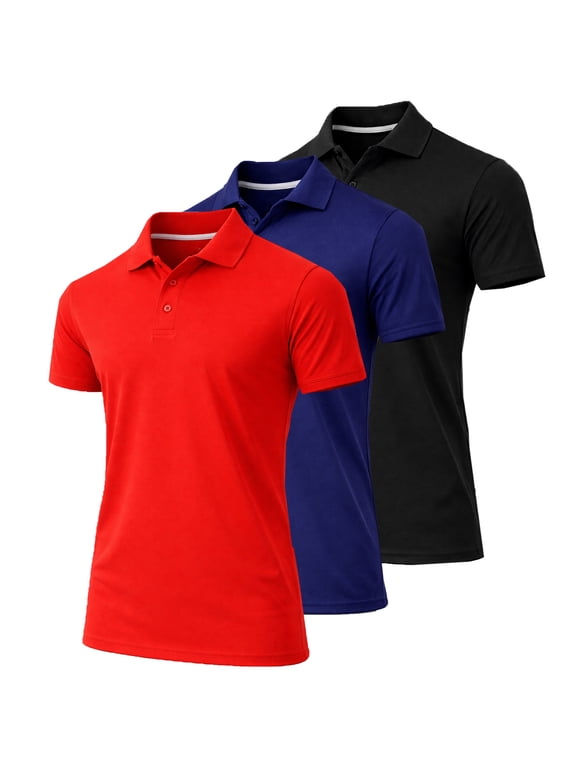 3-Pack Men's Dry Fit Moisture-Wicking Polo Shirt (S-3XL)