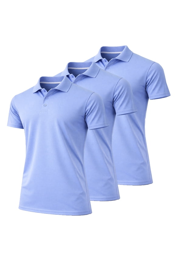 3-Pack Men's Dry Fit Moisture-Wicking Polo Shirt (S-3XL)