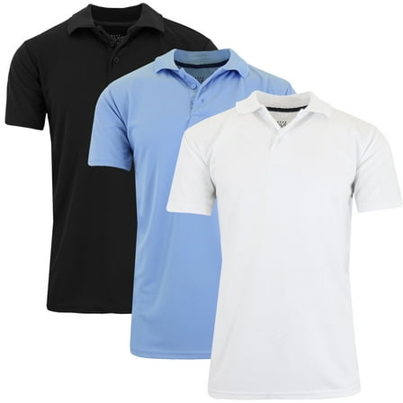 3-Pack Men's Dry Fit Moisture-Wicking Polo Shirt (S-3XL)