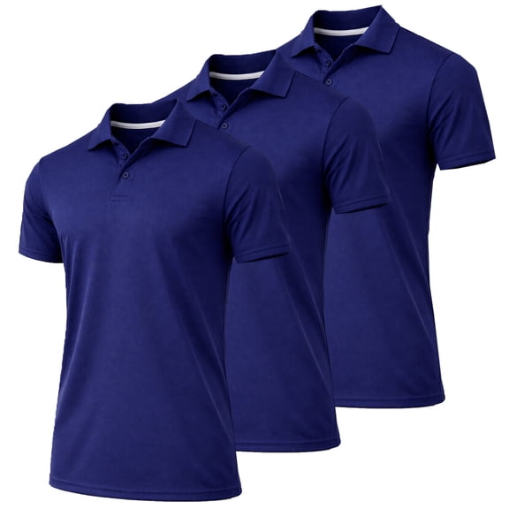 3-Pack Men's Dry Fit Moisture-Wicking Polo Shirt (S-3XL)